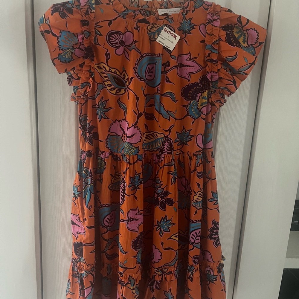 House of Harlow 1960 Tropical Dress Orange floral sz Med New